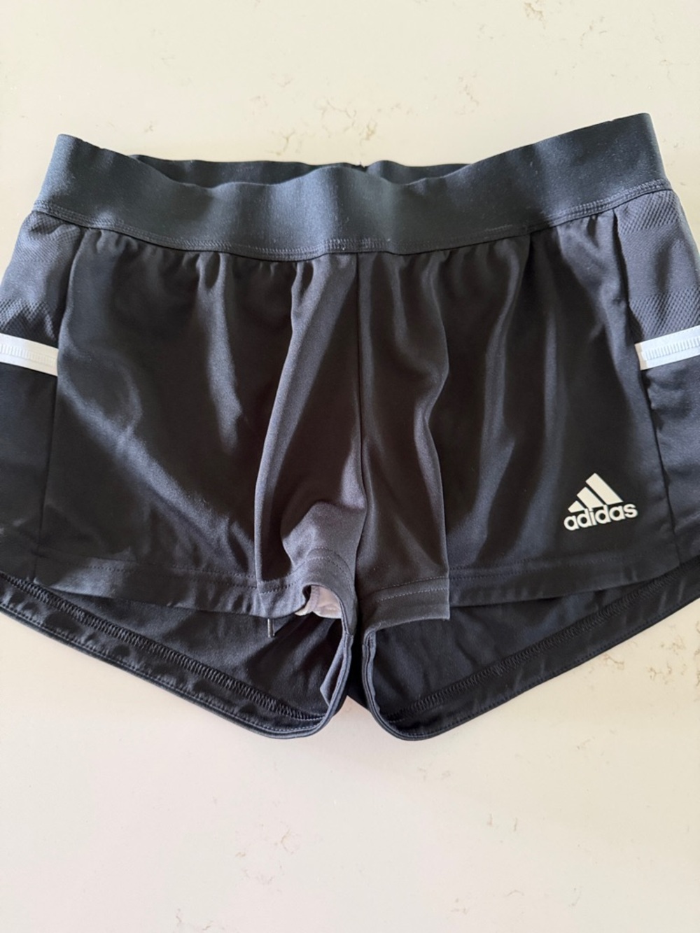 adidas Women's Black Athletic Running Shorts with White Logo